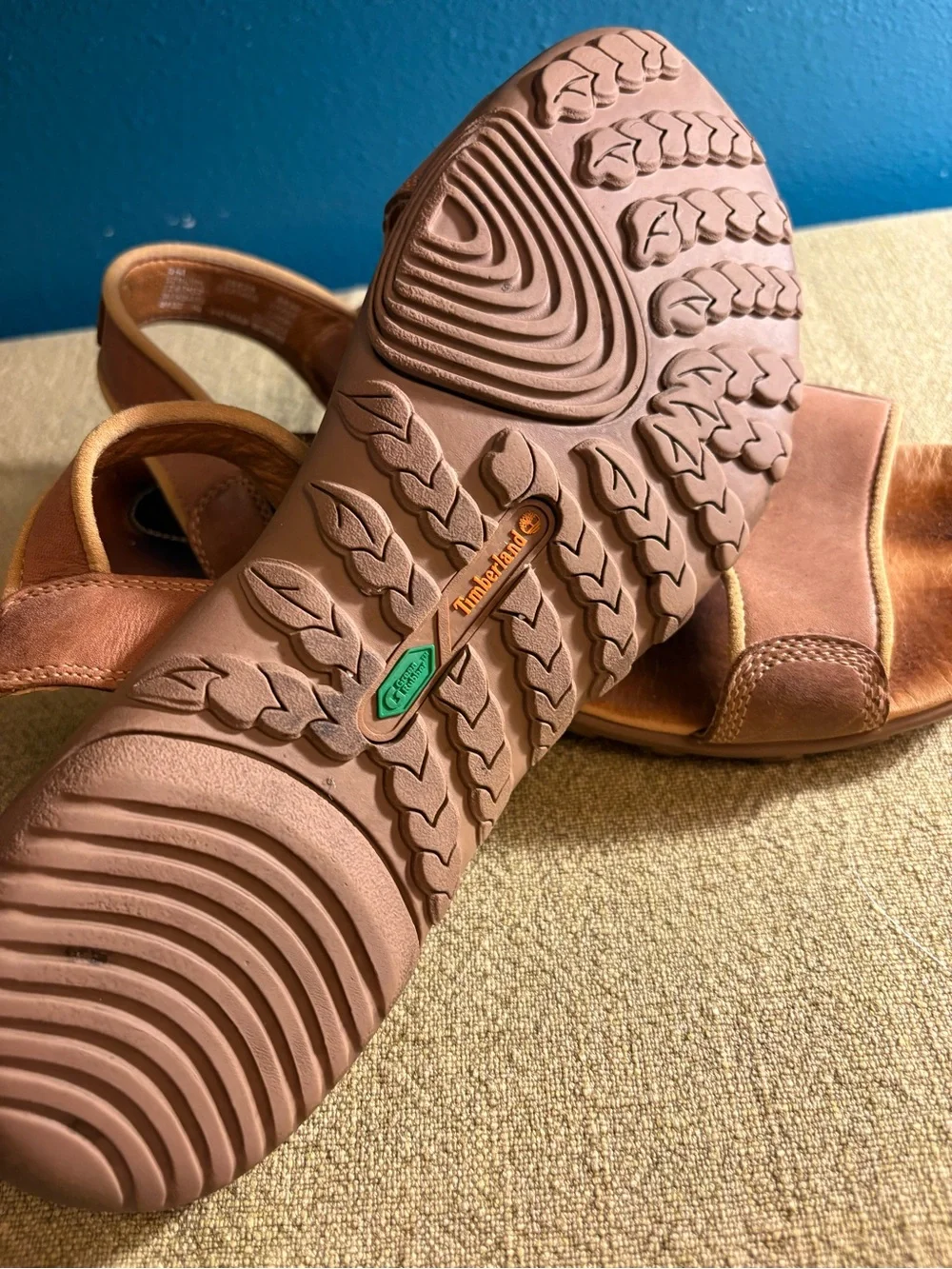 Timberland Cognac Smart Comfort Slingback Leather Sandal w Loop/Velcro Closure 9